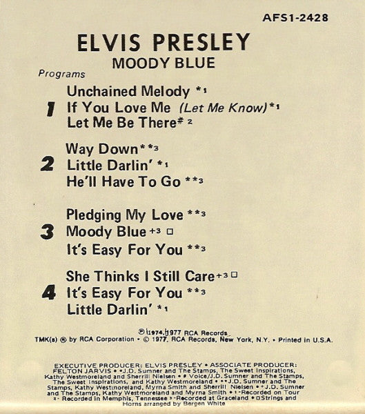 Elvis Presley : Moody Blue (8-Trk, Album)