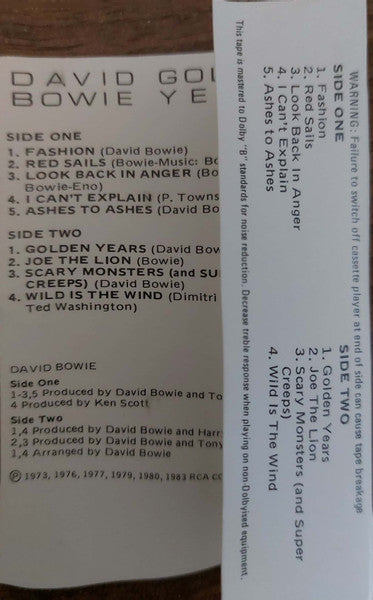 David Bowie : Golden Years (Cass, Comp)