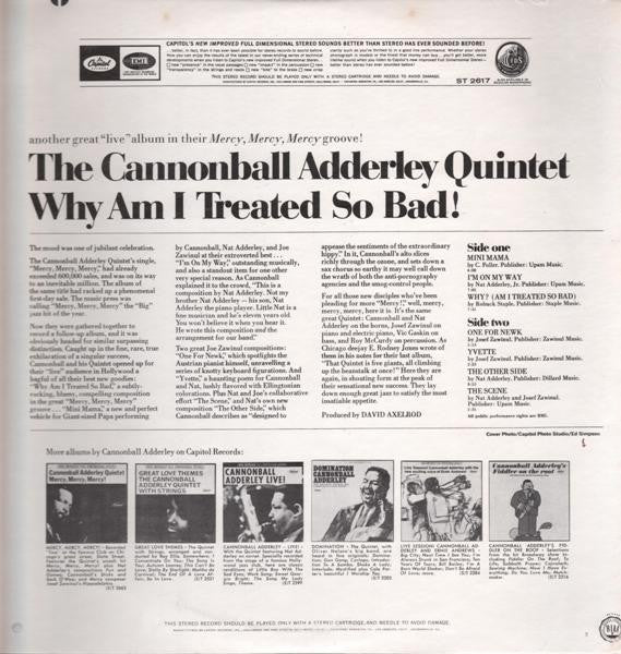 The Cannonball Adderley Quintet : Why Am I Treated So Bad! (LP, Album, Scr)