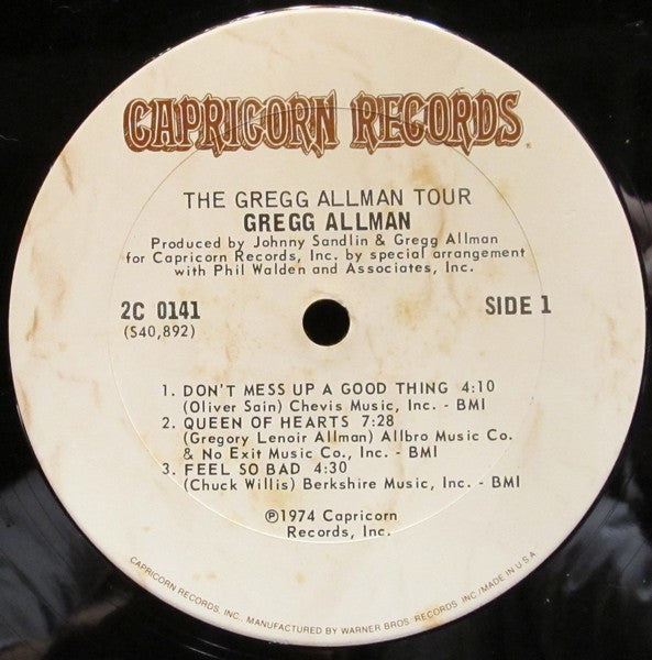 Gregg Allman With Cowboy (6) / Scott Boyer & Tommy Talton : The Gregg Allman Tour  (2xLP, Album, San)