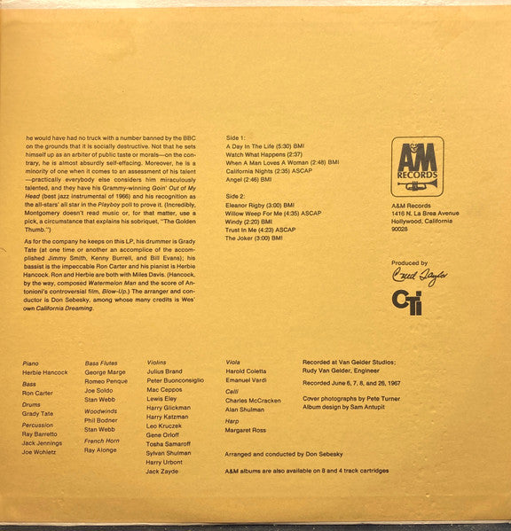 Wes Montgomery : A Day In The Life (LP, Album, Gat)