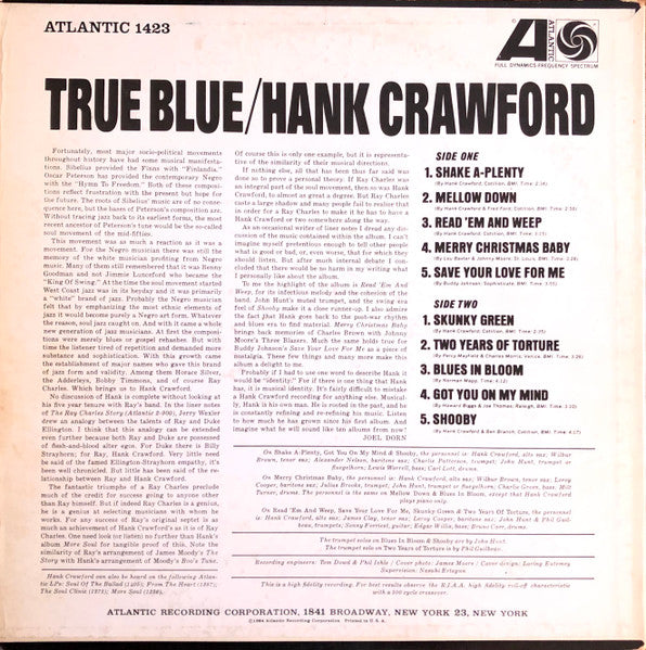 Hank Crawford : True Blue (LP, Album, Mono, MGM)