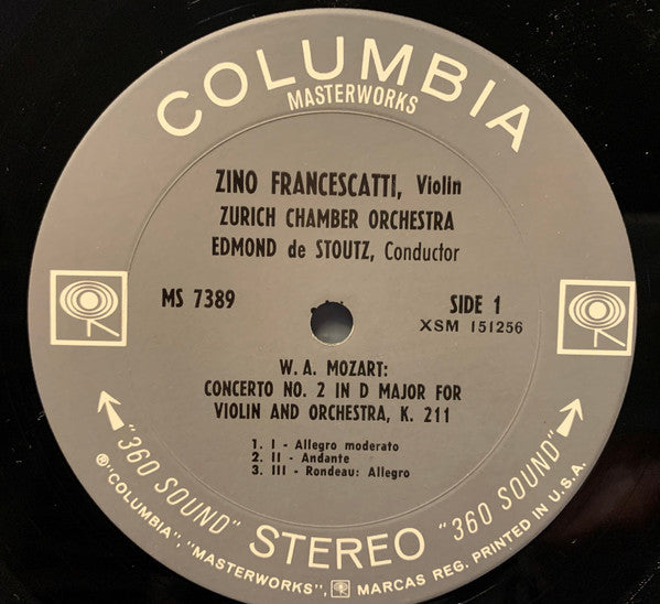 Zino Francescatti, Wolfgang Amadeus Mozart, Zürcher Kammerorchester, Edmond De Stoutz : Violin Concerto No. 2 In D Major, Violin Concerto No. 5 In A Major ("Turkish") (LP, Album, "36)