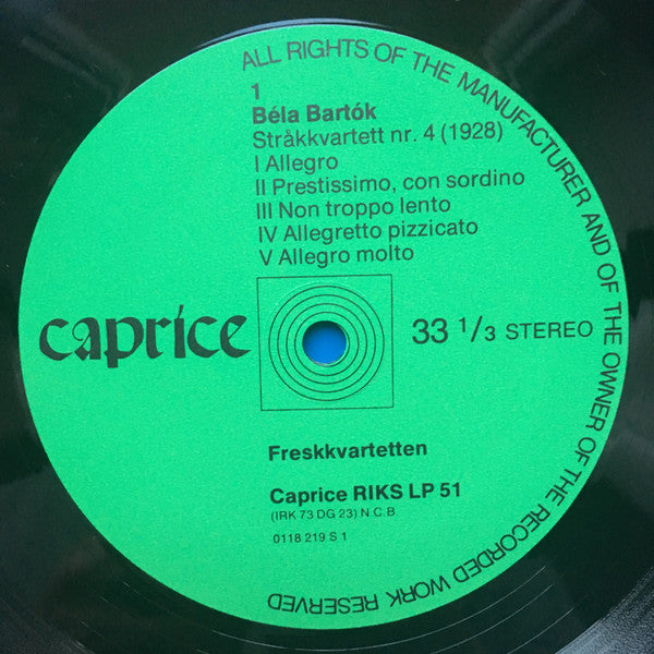 Freskkvartetten, Béla Bartók / Hilding Rosenberg : Freskkvartetten (LP, Album)