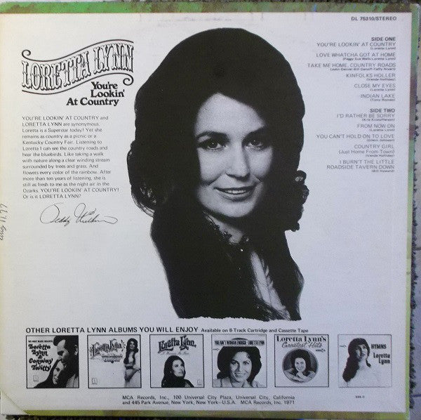 Loretta Lynn : You're Lookin' At Country (LP, Album, Glo)