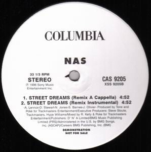 Nas : Street Dreams (Remix) (12", Promo)