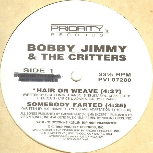 Bobby Jimmy And The Critters : Hair Or Weave (12", Promo)