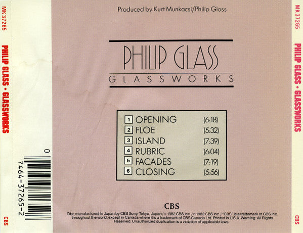 Philip Glass : Glassworks (CD, Album, RE)