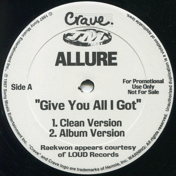 Allure (3) : Give You All I Got (12", Promo)