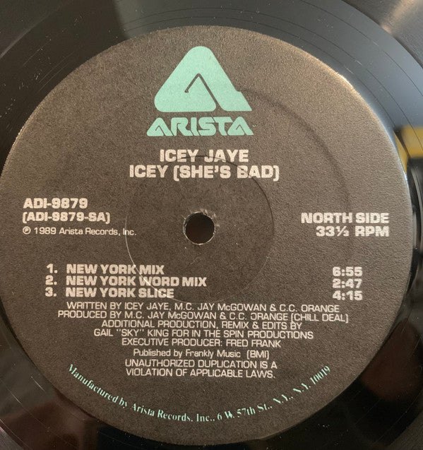 Icey Jaye : Icey (She's Bad) (12", EMW)