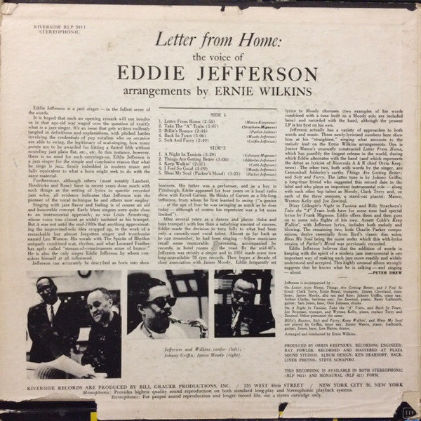 Eddie Jefferson : Letter From Home (LP, Album)