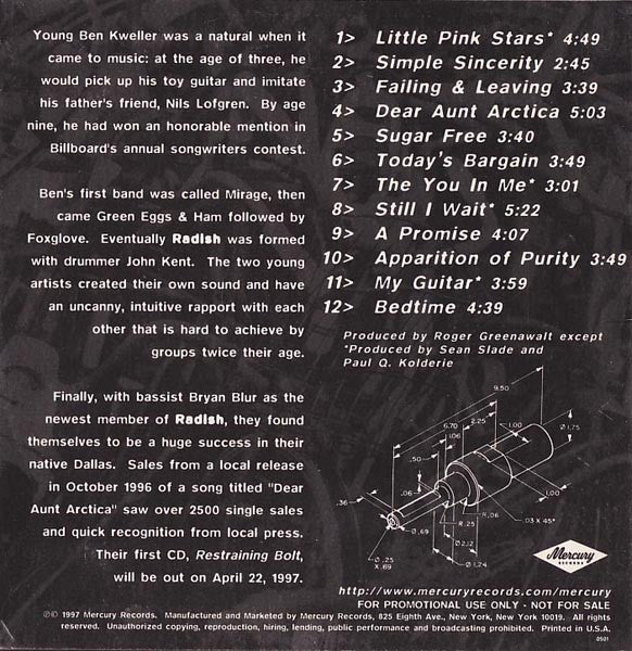 Radish : Restraining Bolt (CD, Promo, Car)