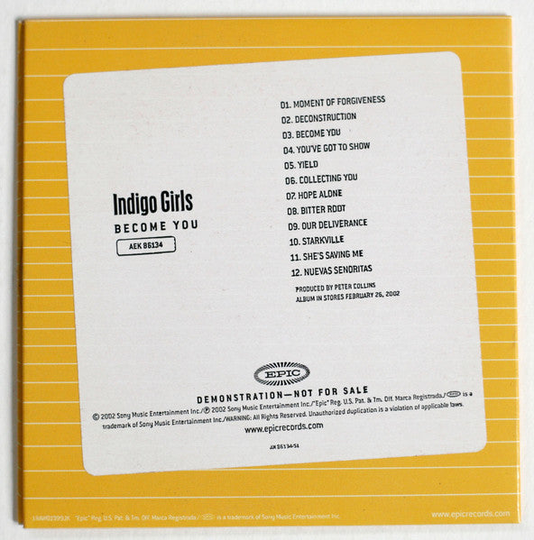 Indigo Girls : Become You (CD, Album, Promo)