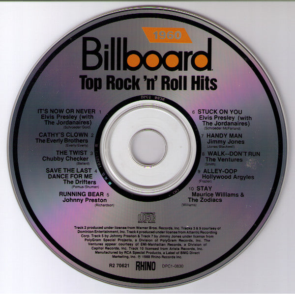 Various : Billboard Top Rock'N'Roll Hits - 1960 (CD, Comp)