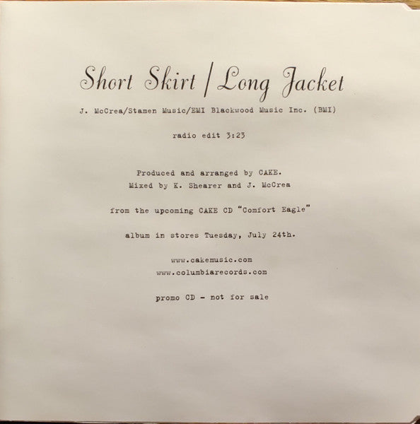 Cake : Short Skirt / Long Jacket (CD, Single, Promo)