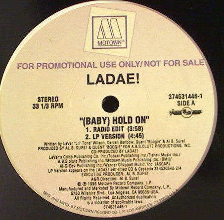 Ladae : (Baby) Hold On (12", Promo)