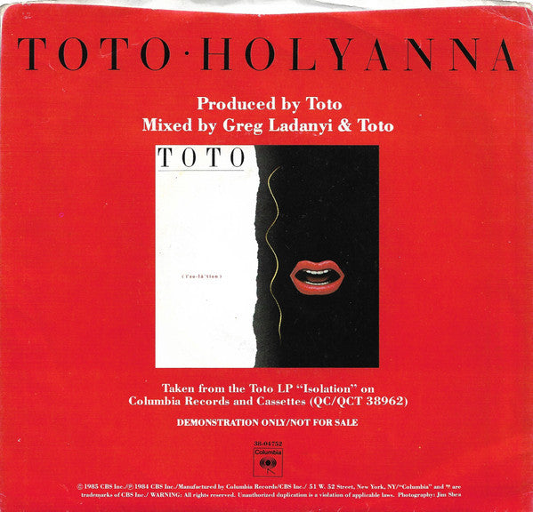 Toto : Holyanna (7", Promo)