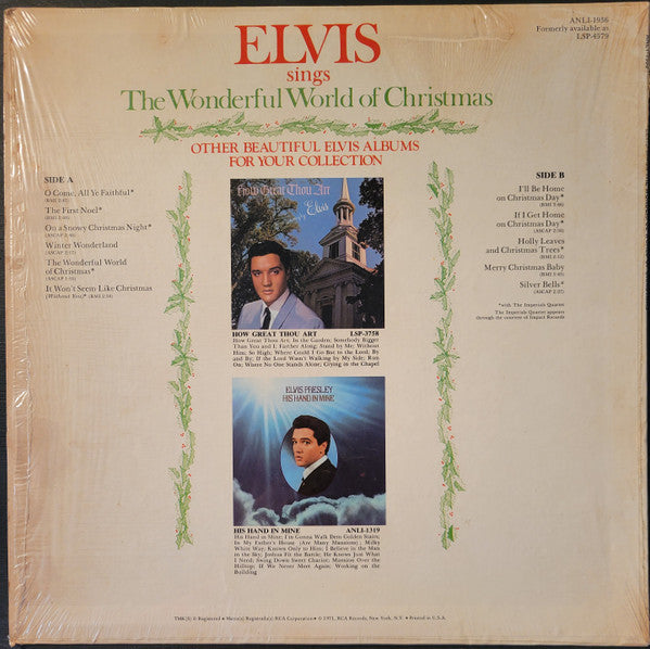 Elvis Presley : Elvis Sings The Wonderful World Of Christmas (LP, Album, RE)