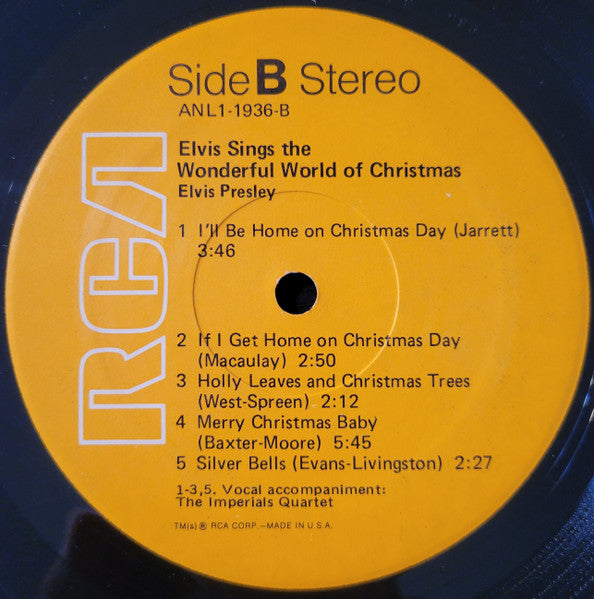 Elvis Presley : Elvis Sings The Wonderful World Of Christmas (LP, Album, RE)