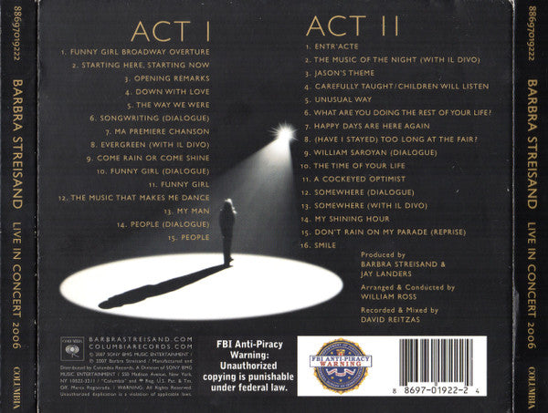 Barbra Streisand : Live In Concert 2006 (2xCD, Album)
