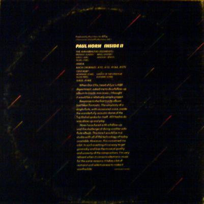 Paul Horn : Inside II (LP, Album, Yel)