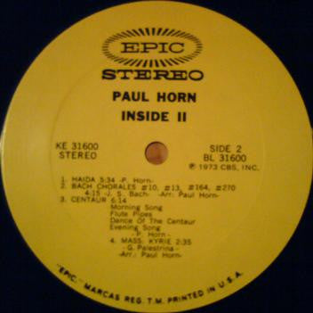 Paul Horn : Inside II (LP, Album, Yel)