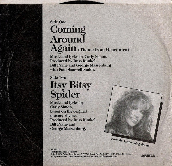 Carly Simon : Coming Around Again (7", Single, Ind)