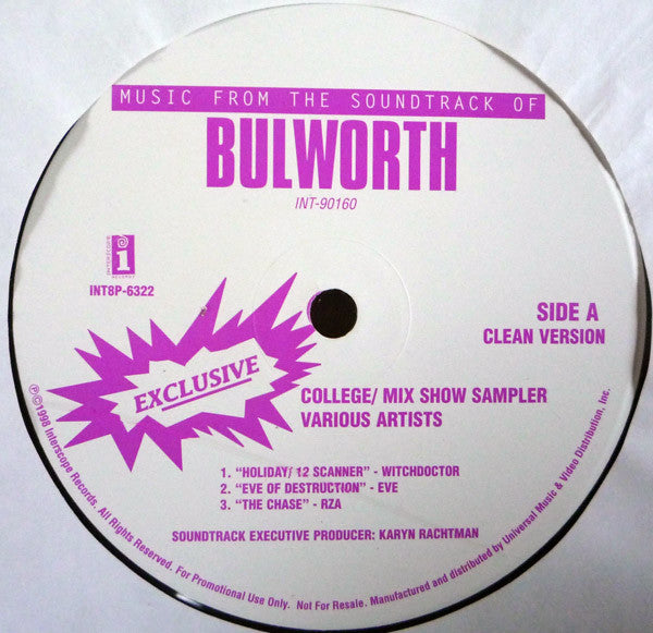 Various : Music From The Soundtrack Of Bulworth College Mix Show Sampler (12", Promo, Smplr)