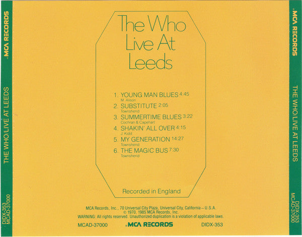 The Who : Live At Leeds (CD, Album, RE)