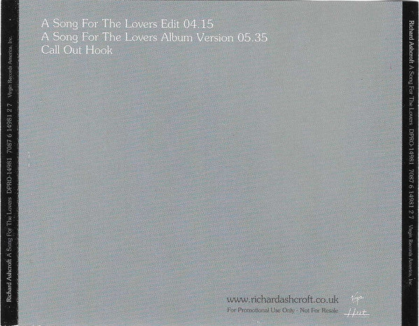 Richard Ashcroft : A Song For The Lovers (CD, Single, Promo)