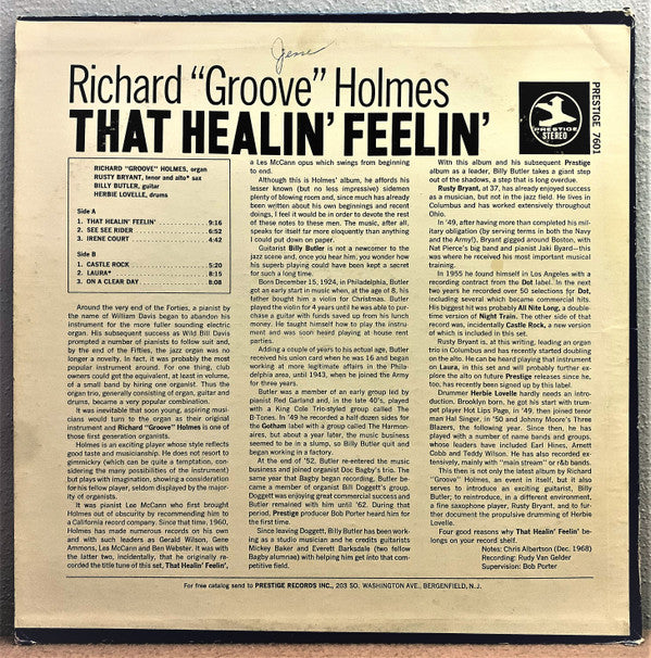 Richard "Groove" Holmes : That Healin' Feelin' (LP, Album)
