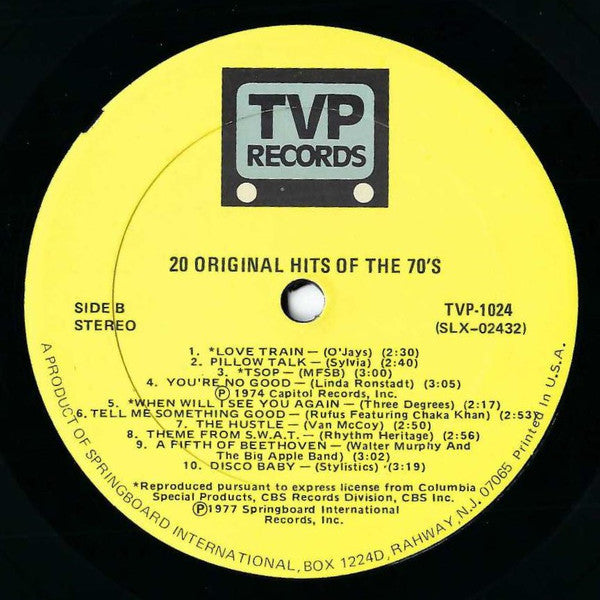 Various : 20 Original Hits Of The 70's (LP, Comp, RP)