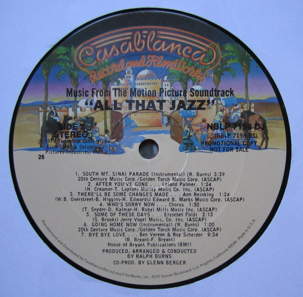 Various : All That Jazz - Music From The Original Motion Picture Soundtrack (LP, Album, Comp, Promo, PRC)
