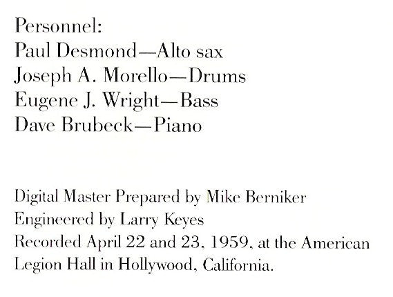 The Dave Brubeck Quartet : Gone With The Wind (CD, Album, RE, RM)