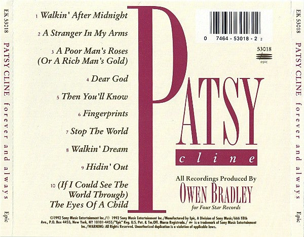 Patsy Cline : Forever And Always (CD, Comp)