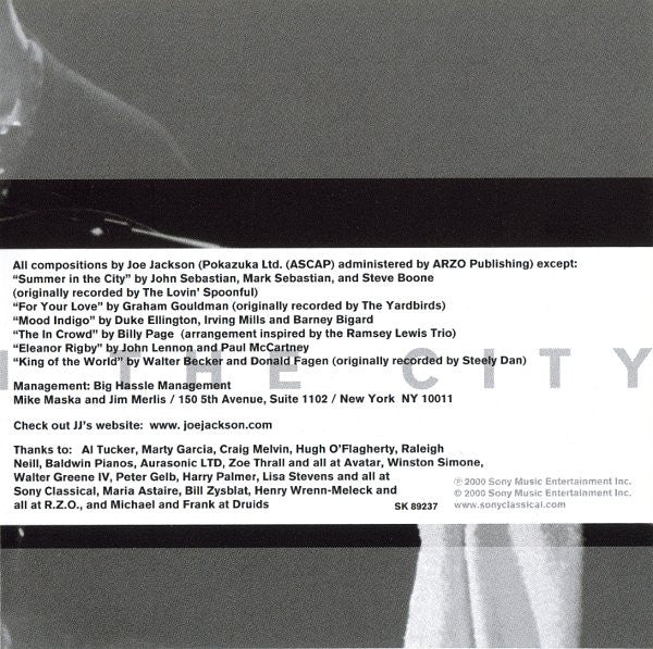 Joe Jackson / Graham Maby / Gary Burke : Summer In The City (Live In New York) (CD, Album)