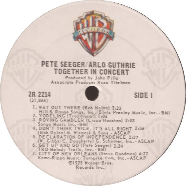 Pete Seeger & Arlo Guthrie : Pete Seeger & Arlo Guthrie Together In Concert (2xLP, Album, RP, Win)