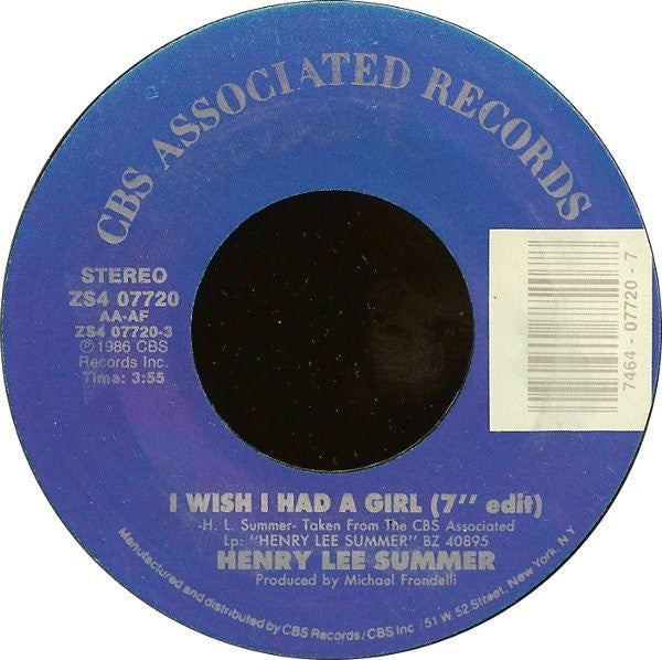 Henry Lee Summer : I Wish I Had A Girl (7", Styrene, Car)