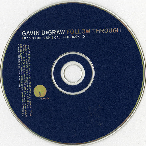 Gavin DeGraw : Follow Through (CD, Single, Promo)