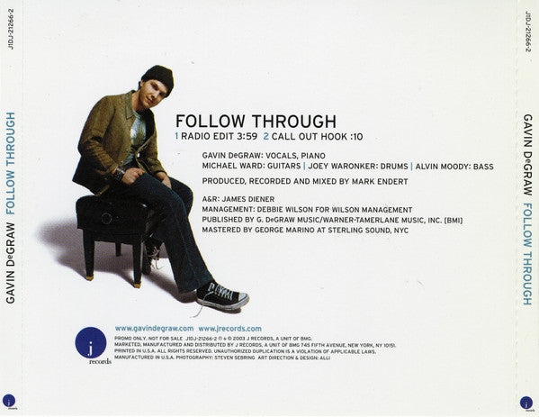 Gavin DeGraw : Follow Through (CD, Single, Promo)