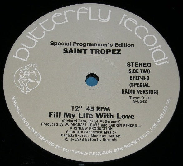 Saint Tropez : Fill My Life With Love (12")