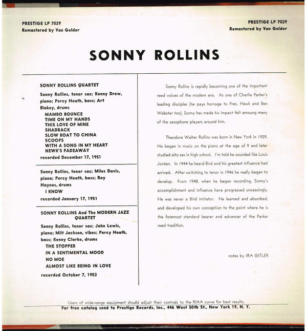 Sonny Rollins With The Modern Jazz Quartet Featuring Art Blakey And Kenny Drew : Sonny Rollins With The Modern Jazz Quartet (LP, Comp, Mono, RM)