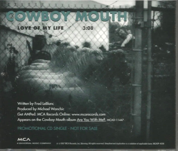 Cowboy Mouth : Love Of My Life (CD, Single, Promo)