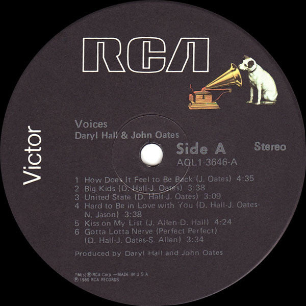 Daryl Hall & John Oates : Voices (LP, Album, RE, RP, Col)