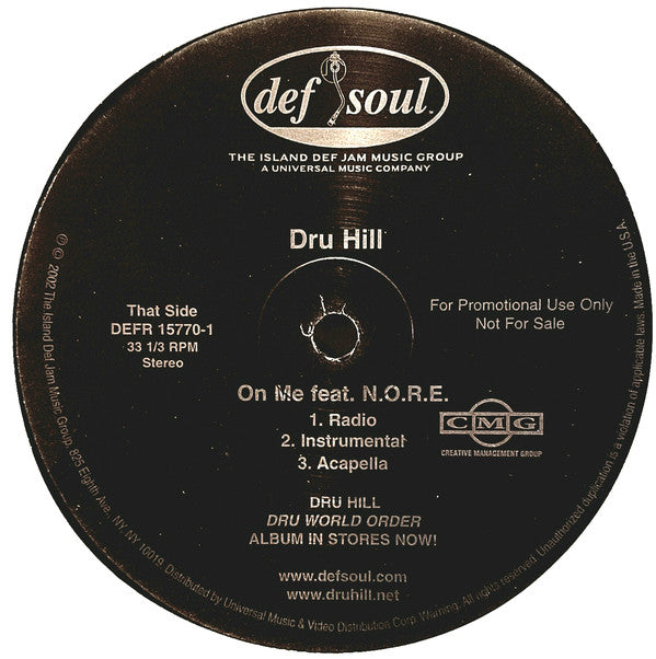 Dru Hill : No Doubt (Work It) & On Me (12", Promo)