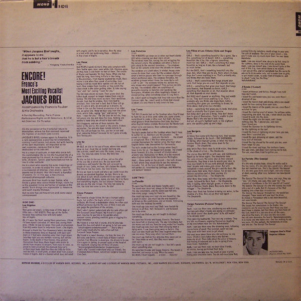 Jacques Brel : Encore! (LP, Album)