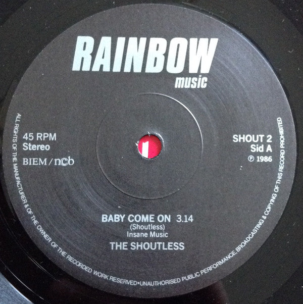 The Shoutless : Baby Come On (7", Single)