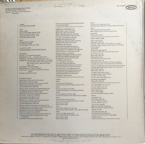Sly And The Family Stone* : Stand! (LP, Album, Mixed, Ter)
