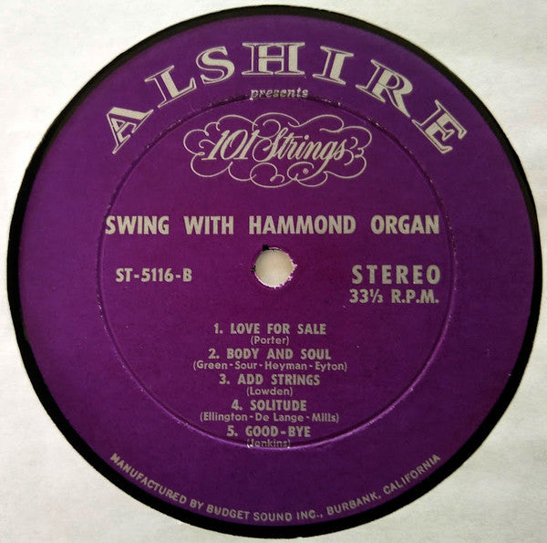 101 Strings Featuring Paul Griffin : Swing With Hammond Organ (LP, Album)