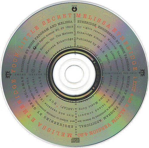Melissa Etheridge : Your Little Secret (CD, Single, Promo)